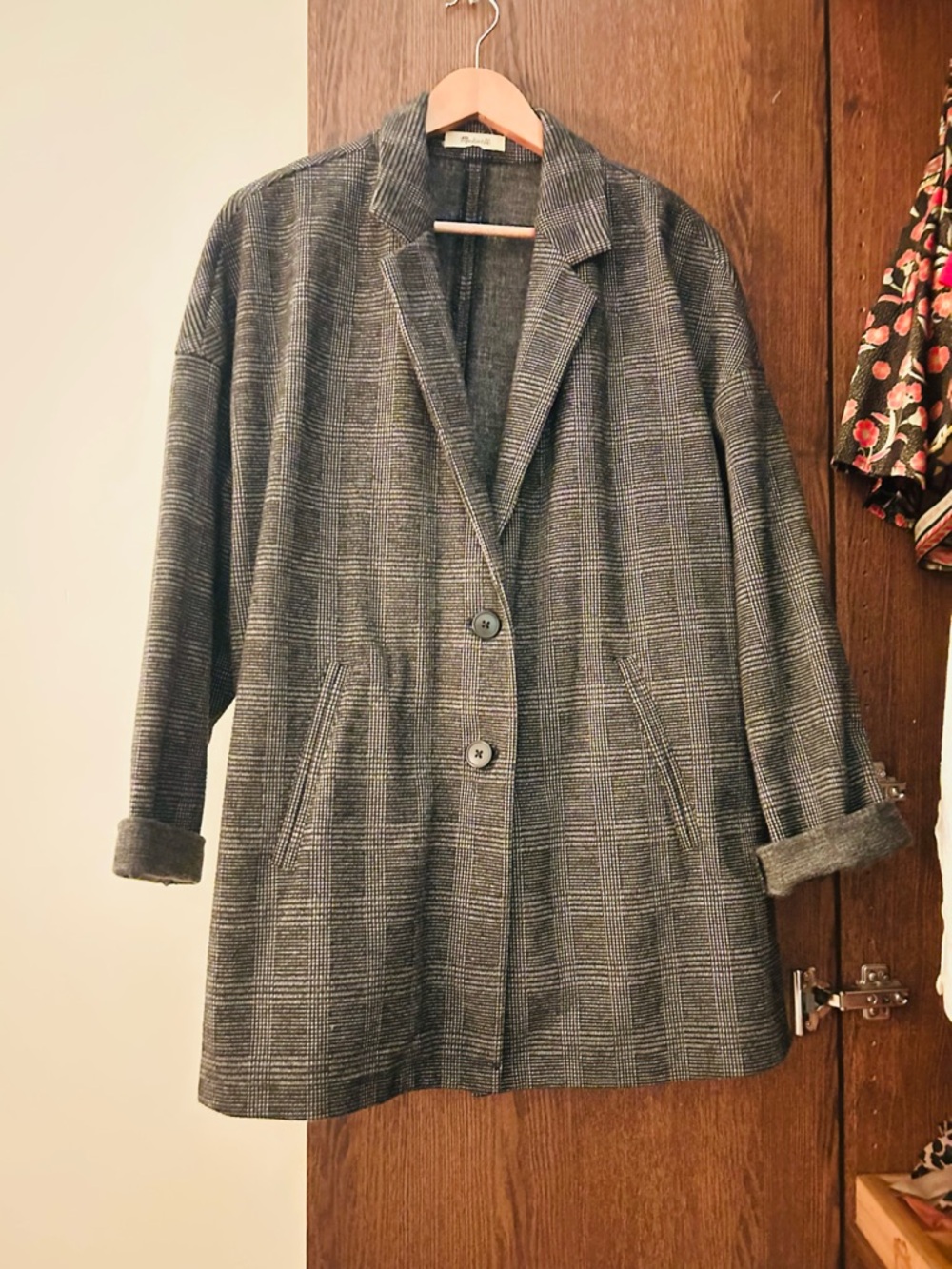 Madewell Gray Plaid Blazer Jacket
